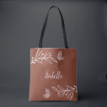Romantic elegant terracotta floral tote bag<br><div class="desc">Unique simple tote bag featuring romantic and elegant white flowers on terracotta background
FOR MORE MATCHING PRODUCTS click on the collection above or contact me.</div>