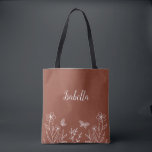 Romantic elegant terracotta floral tote bag<br><div class="desc">Unique simple tote bag featuring romantic and elegant white flowers on terracotta background
FOR MORE MATCHING PRODUCTS click on the collection above or contact me.</div>