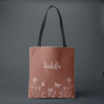 Romantic elegant terracotta floral tote bag<br><div class="desc">Unique simple tote bag featuring romantic and elegant white flowers on terracotta background
FOR MORE MATCHING PRODUCTS click on the collection above or contact me.</div>