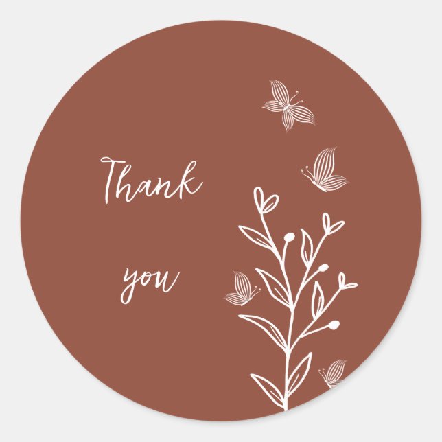 Romantic elegant terracotta floral wedding classic round sticker (Front)