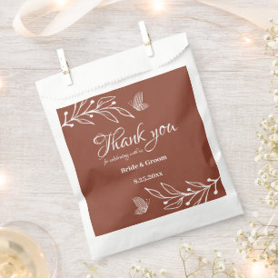 Romantic elegant terracotta floral wedding favour bags
