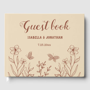 Romantic elegant terracotta floral wedding guest book