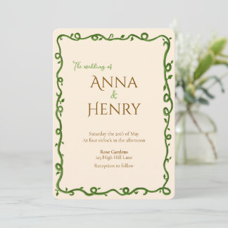 Romantic Elegant Vine Wedding Invitation