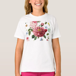Romantic Elegant Vintage Pink English Roses T-Shirt