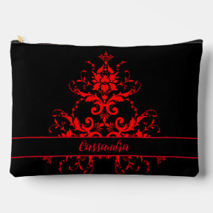 Romantic, Elegant Vintage Red Damask Accessory Pouch
