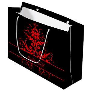 Romantic, Elegant Vintage Red Damask Large Gift Bag