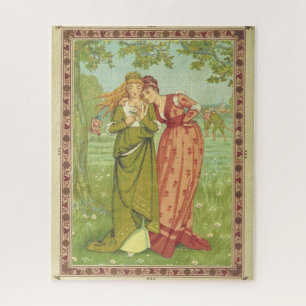 Romantic Elegant Vintage Valentine, Victorian Era Jigsaw Puzzle
