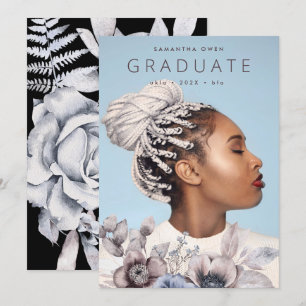 Romantic Elegant Watercolor Floral University Grad Announcement