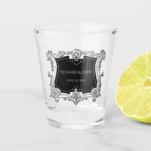 Romantic,Elegant Wedding French Framed Shot Glass