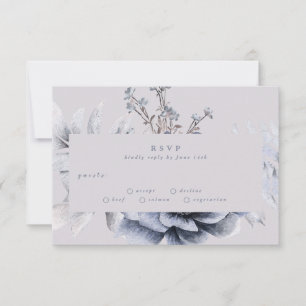 Romantic Elegant Winter Floral Wedding RSVP Card
