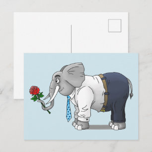 Romantic Elephant Date Valentine's Day Holiday Postcard