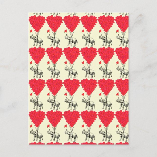 Romantic elephant love heart Valentines Holiday Postcard (Front)
