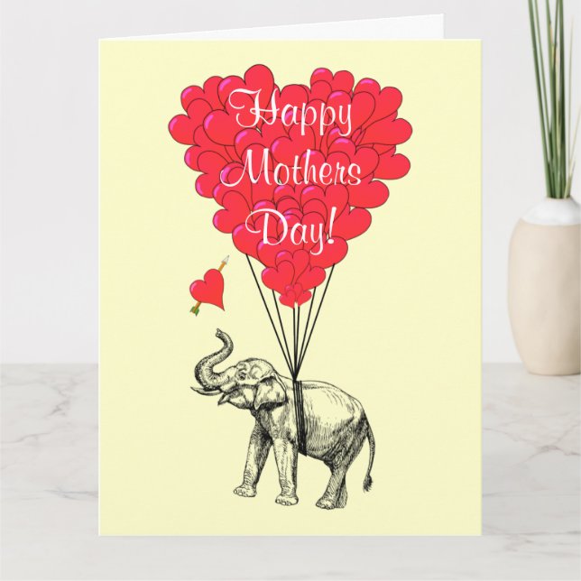 Romantic elephant mothers day card (Front)