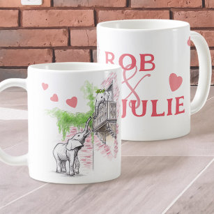 Romantic Elephants Love Romeo and Juliet Your Name Coffee Mug
