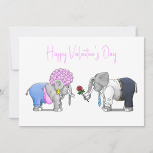 Romantic Elephants Valentine's Day Holiday Card