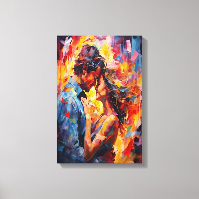 Romantic Embrace Abstract Expressionism  Canvas Print (Front)