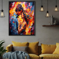 Romantic Embrace Abstract Expressionism Poster