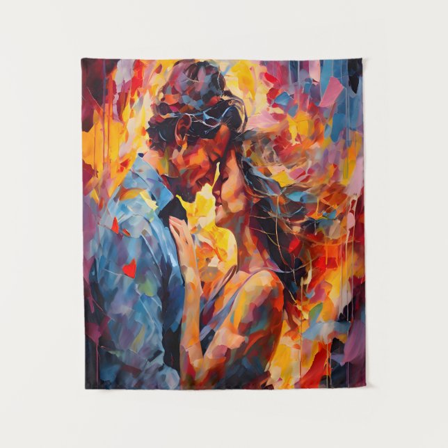 Romantic Embrace Abstract Expressionism  Tapestry (Front)