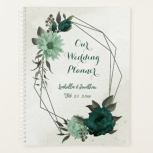 romantic emerald & soft green floral wedding planner