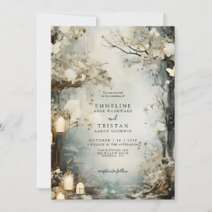Romantic Enchanted Forest Candlelight Wedding  Invitation