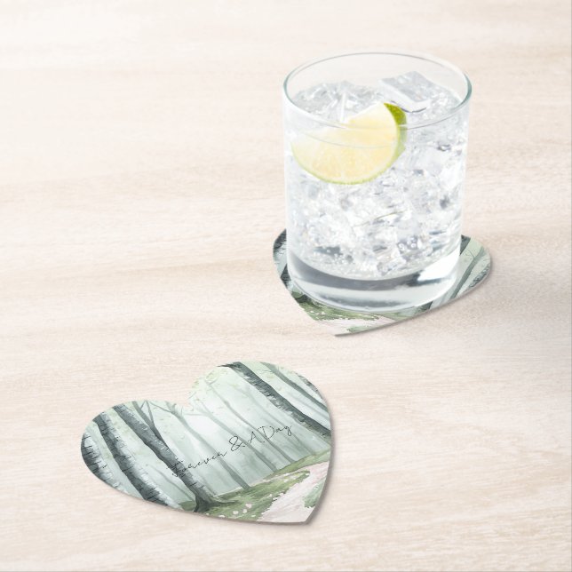 Romantic Enchanted Forest Wedding Paper Coaster (Insitu)