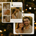 Romantic Engaged Photo Engagement Christmas<br><div class="desc">Showcase your love with this romantic ceramic ornament,  featuring four engagement photos and festive charm—perfect for celebrating your story during your first Christmas engaged.</div>