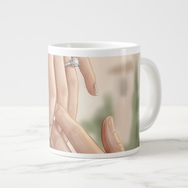 Romantic Engagement Hands Coffee Mug | Elegant Lov (Front Right)