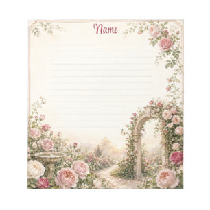 Romantic English Rose Garden Lined Notepad