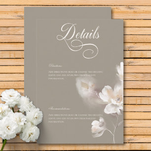 Romantic Ethereal Neutral Beige Floral Details Enclosure Card