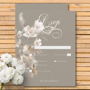 Romantic Ethereal Neutral Beige Floral Dinner RSVP Card