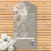 Romantic Ethereal Neutral Beige Floral QR Code