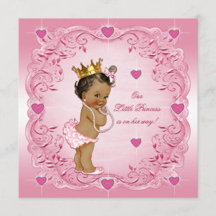 Romantic Ethnic Princess Love Hearts Baby Shower Invitation
