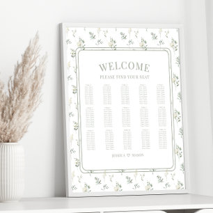 Romantic eucalyptus garden wedding seating chart
