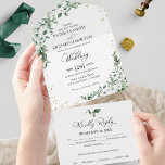 Romantic Eucalyptus Greenery Wedding All In One Invitation<br><div class="desc">Boho-chic romantic greenery wedding invitations, easy to personalise with your details. PLEASE NOTE: This invitation is ready to send without an envelope; include the return address on the backside; if you plan to send it using an envelope, please let in blank the return address details ( backside). GUEST ADDRESSING: This...</div>