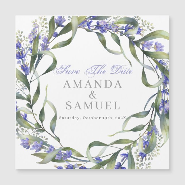 Romantic Eucalyptus & Lavender Wedding Announcemen (Front)