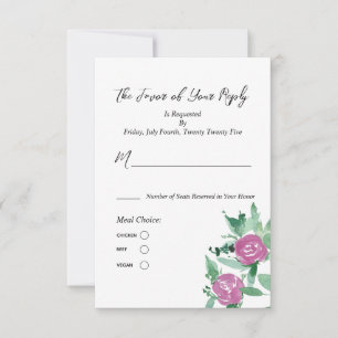 Romantic Eucalyptus Rose Floral Meal Response Card