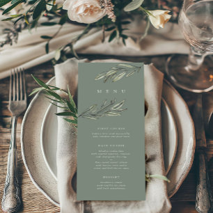 Romantic Evergreen Wedding Menu Card