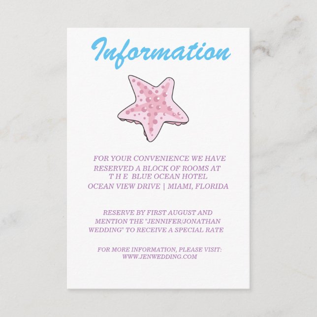 Romantic Fairy Tale Mermaid Themed Information Enclosure Card (Front)