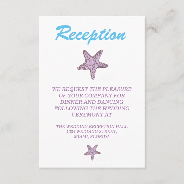 Romantic Fairy Tale Mermaid Wedding Reception Enclosure Card (Front)