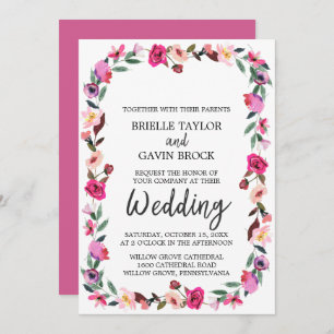 Romantic Fairytale Blossom Wreath Wedding Invitation
