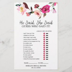 Romantic Fairytale Wreath "He Said She Said" Game