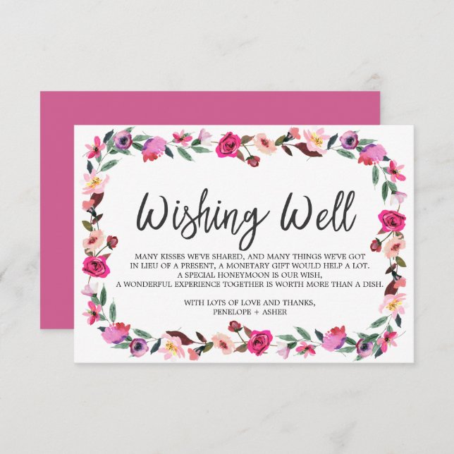 Romantic Fairytale Wreath Wedding Wishing Well Enclosure Card (Front/Back)