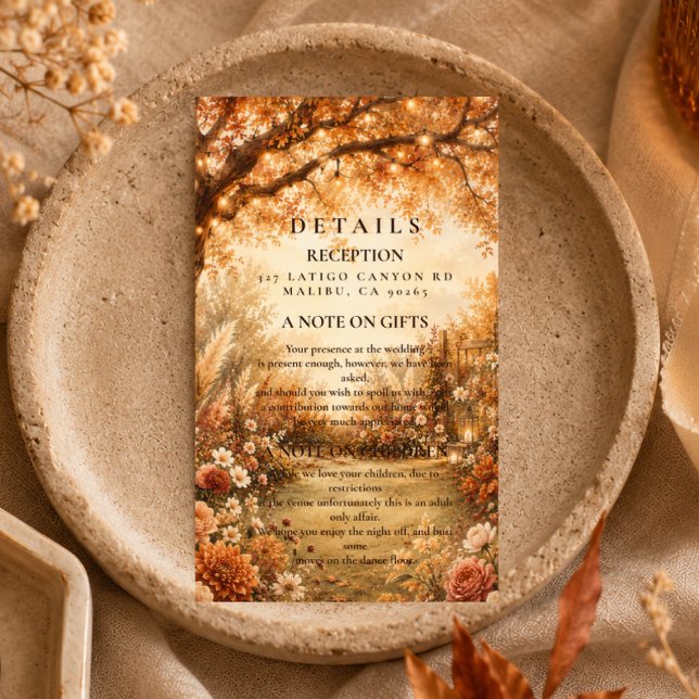 Romantic Fall Backyard Wedding Enclosure Card (Creator Uploaded)