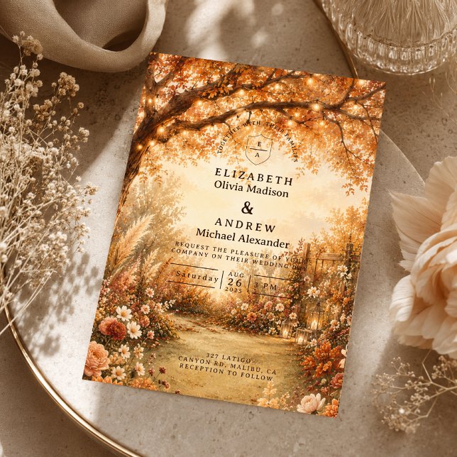 Romantic Fall Backyard Wedding Invitation (Creator Uploaded)