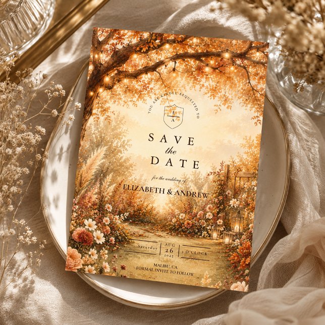 Romantic Fall Backyard Wedding Save The Date (Creator Uploaded)