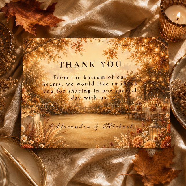 Romantic Fall Backyard Wedding Thank You Card (Creator Uploaded)