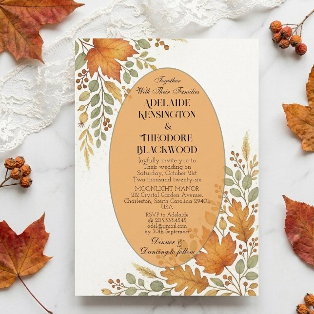 Romantic Fall Colours Autumn Bliss Country Wedding Invitation (Romantic Fall Colors Autumn Bliss Country Wedding Invitation)