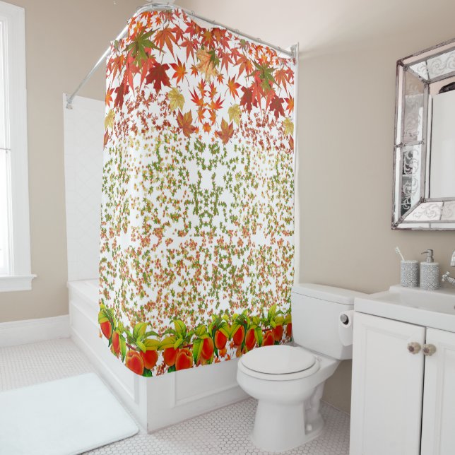 Romantic Fall Colours Maple Leaves Autumn Berries  Shower Curtain (In Situ)