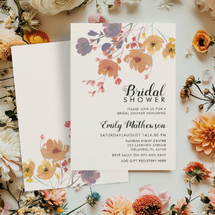 Romantic Fall Floral & Botanical Bridal Shower Invitation