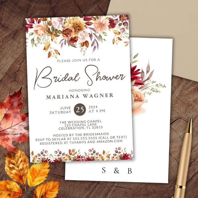 Romantic Fall Floral Bridal Shower Invitation (Creator Uploaded)